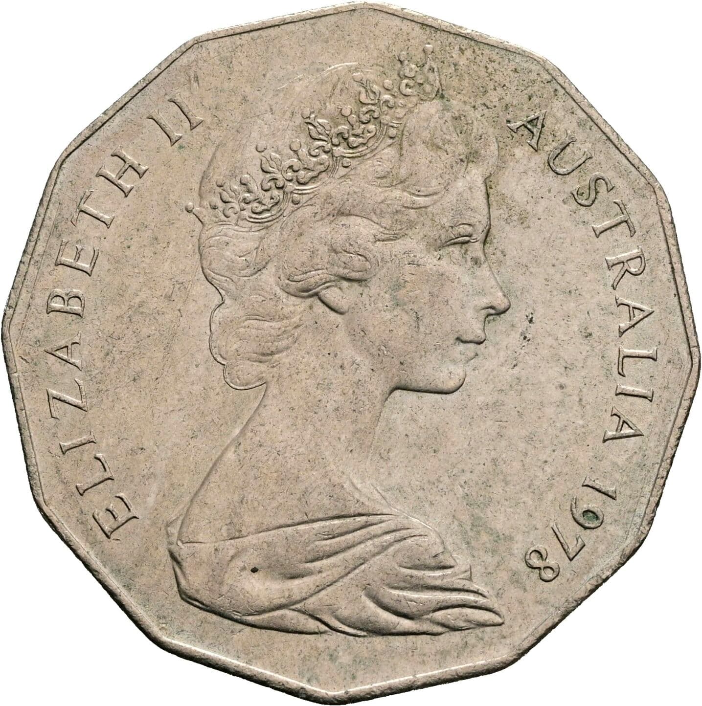 50 Cents Elisabeth II. 1952-2022 1978 – Vorderseite