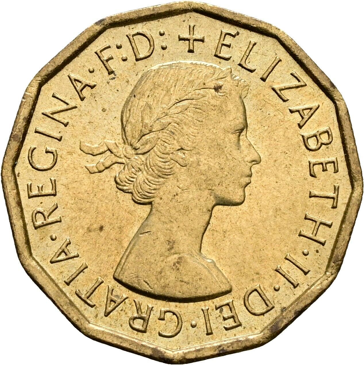 3 Pence Elisabeth II. 1952-2022 1967 – Vorderseite