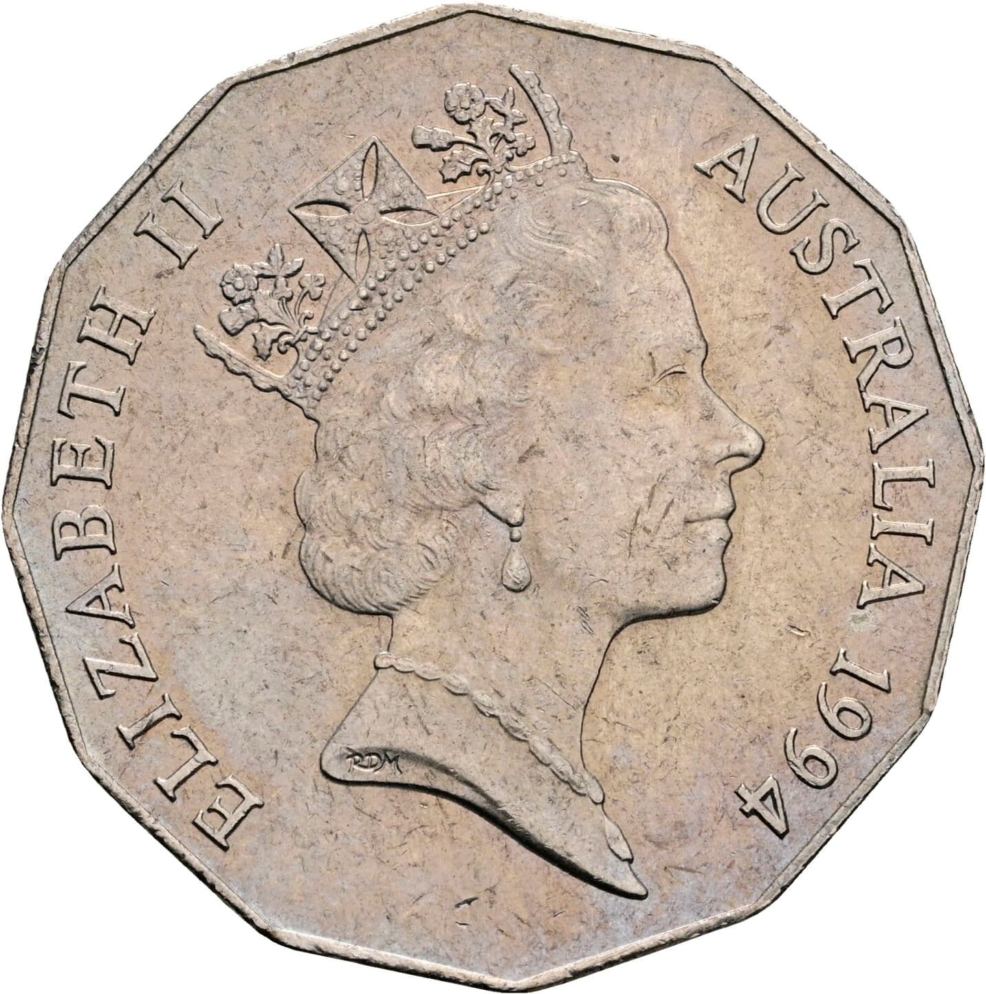 50 Cents Elisabeth II. 1952-2022 1994 – Vorderseite