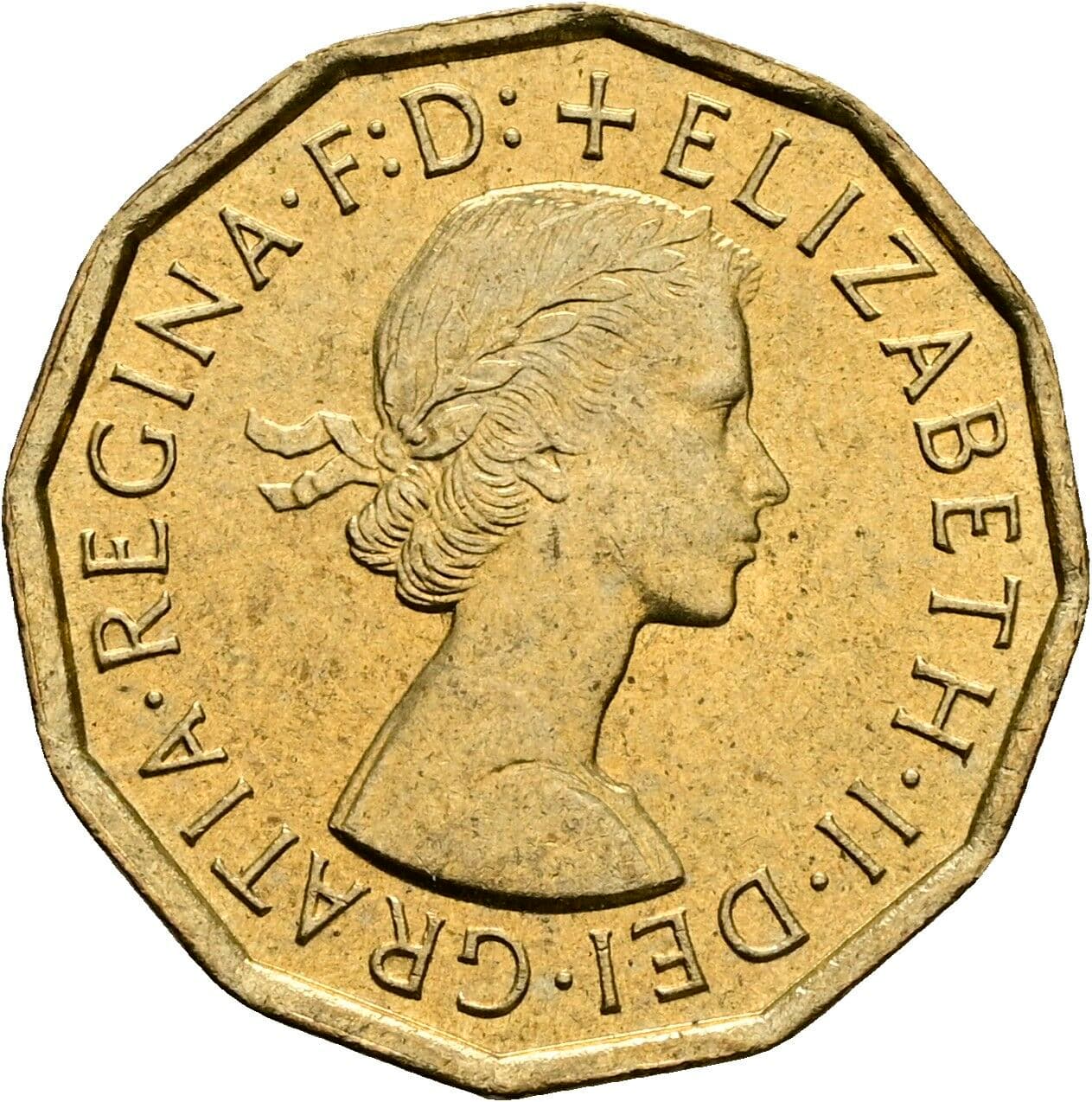3 Pence Elisabeth II. 1952-2022 1967 – Vorderseite