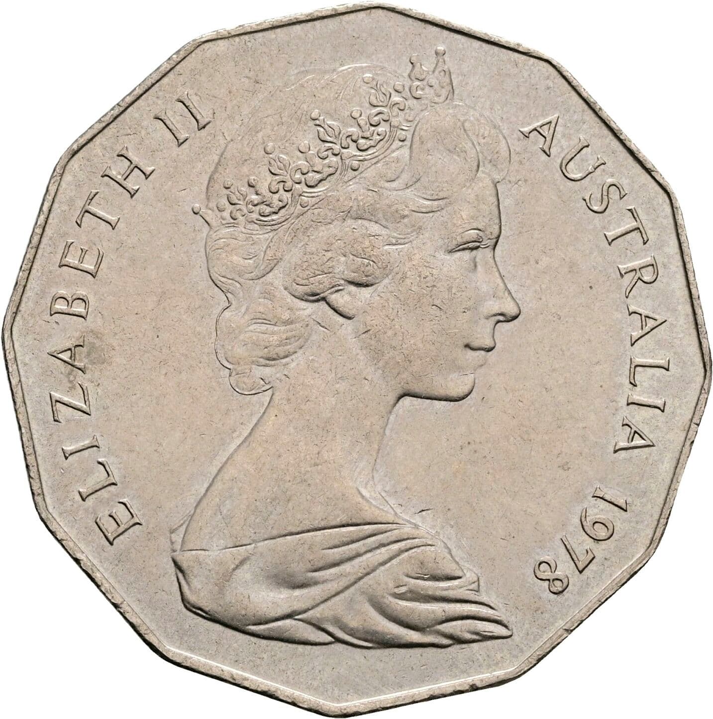50 Cents Elisabeth II. 1952-2022 1978 – Vorderseite