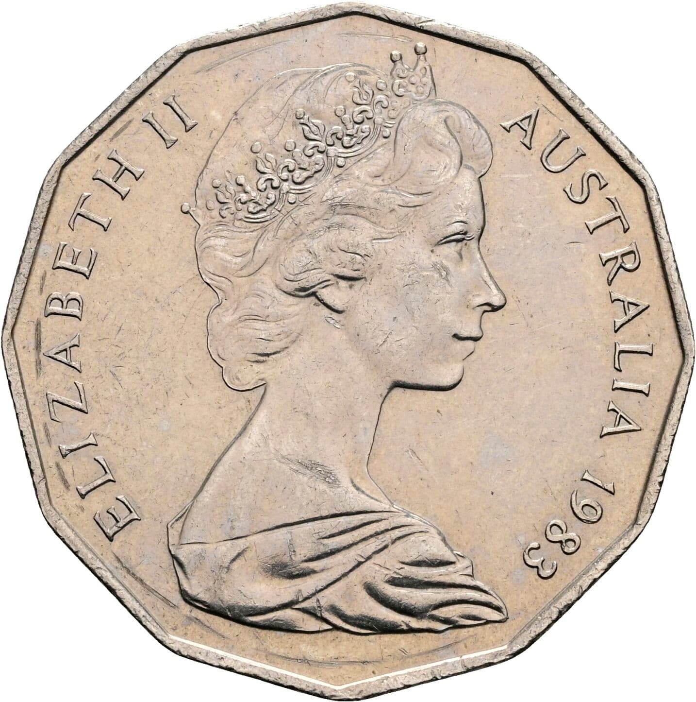 50 Cents Elisabeth II. 1952-2022 1983 – Vorderseite