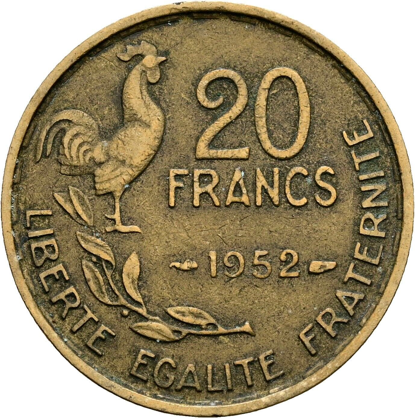 20 Francs 1952 – Vorderseite