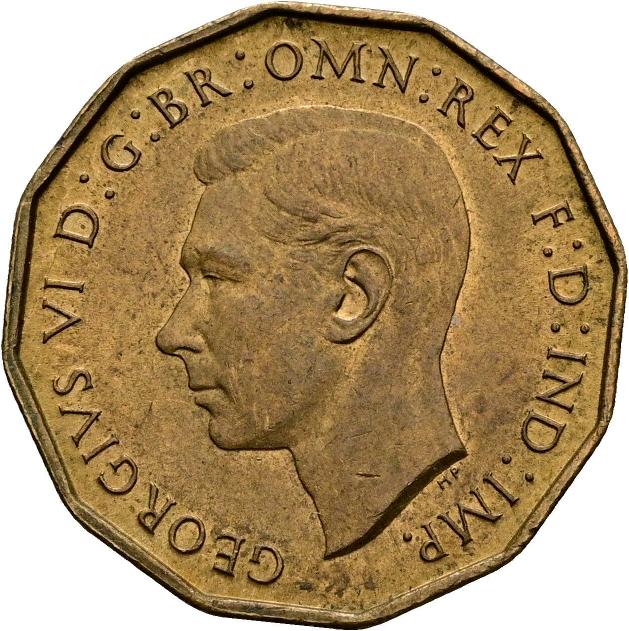 3 Pence Georg VI. (1936-1952) 1937 – Vorderseite