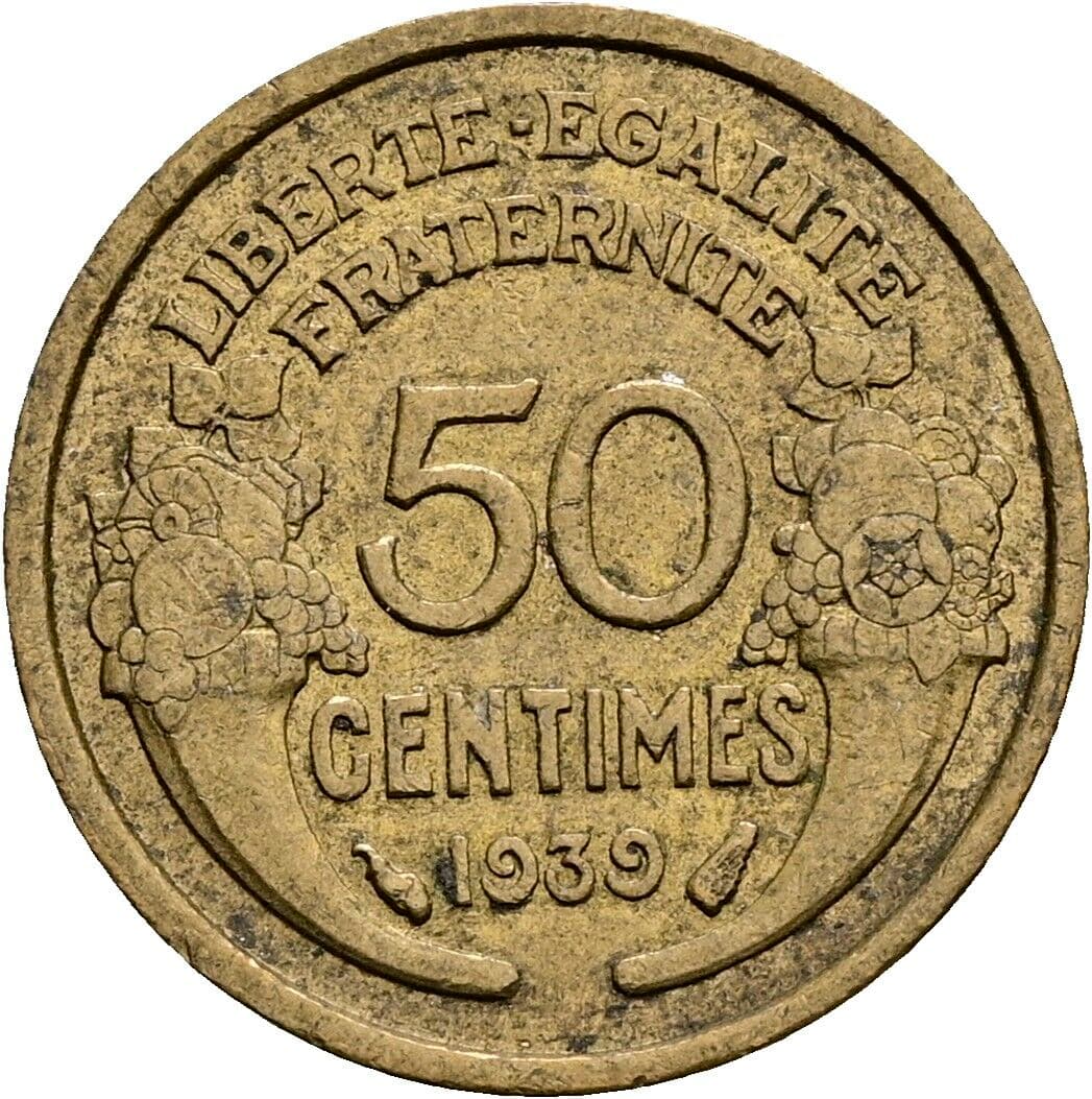 50 Centimes 1939 – Vorderseite