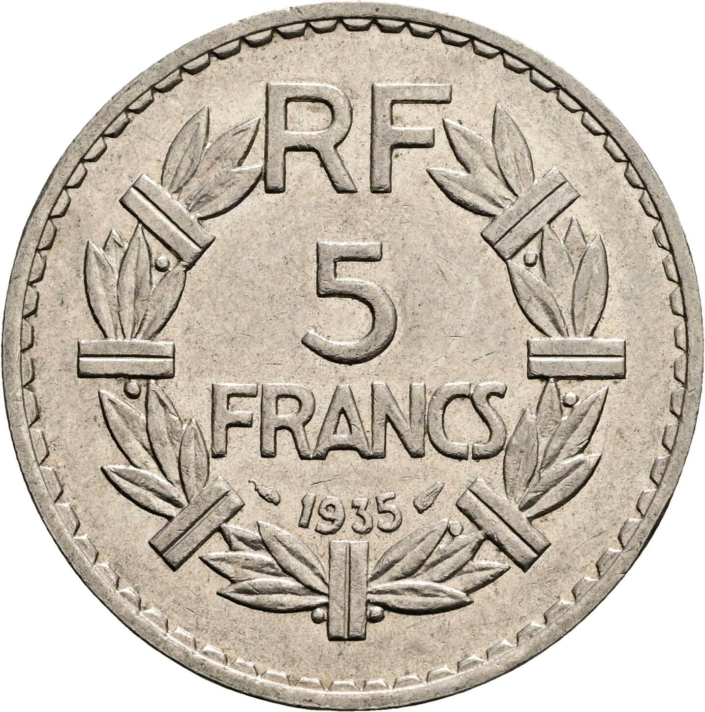 5 Francs 1935 – Vorderseite