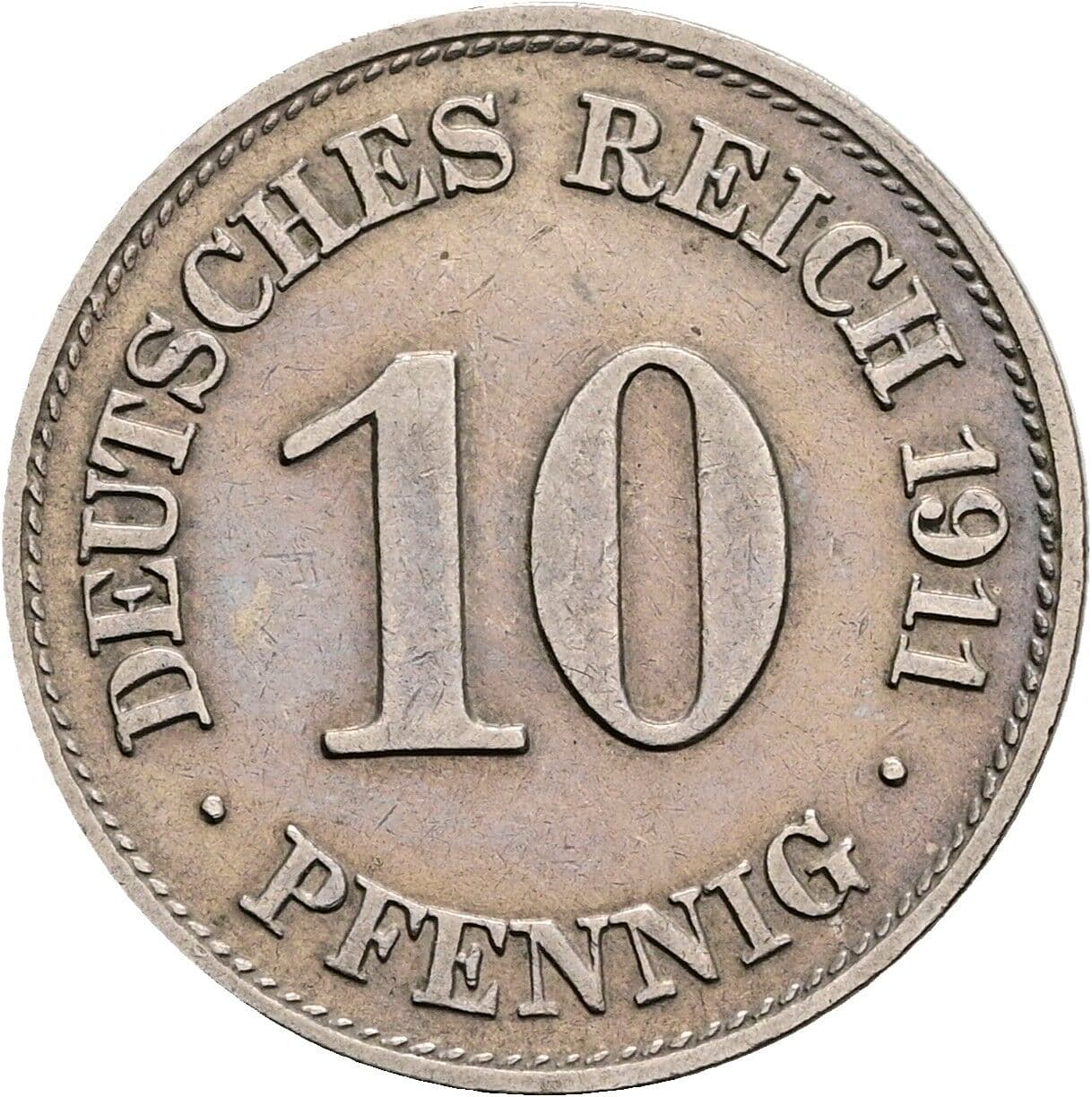 10 Pfennig 1911 E – Vorderseite