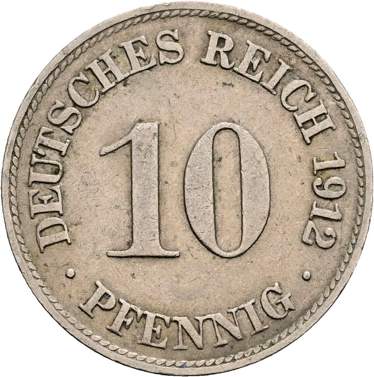 10 Pfennig 1912 D – Vorderseite
