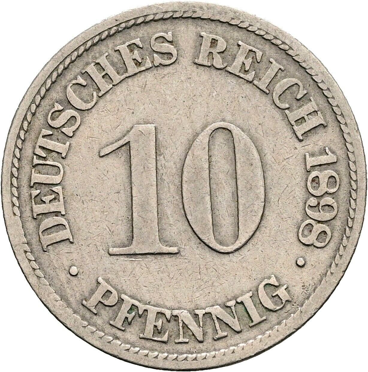 10 Pfennig 1898 F – Vorderseite