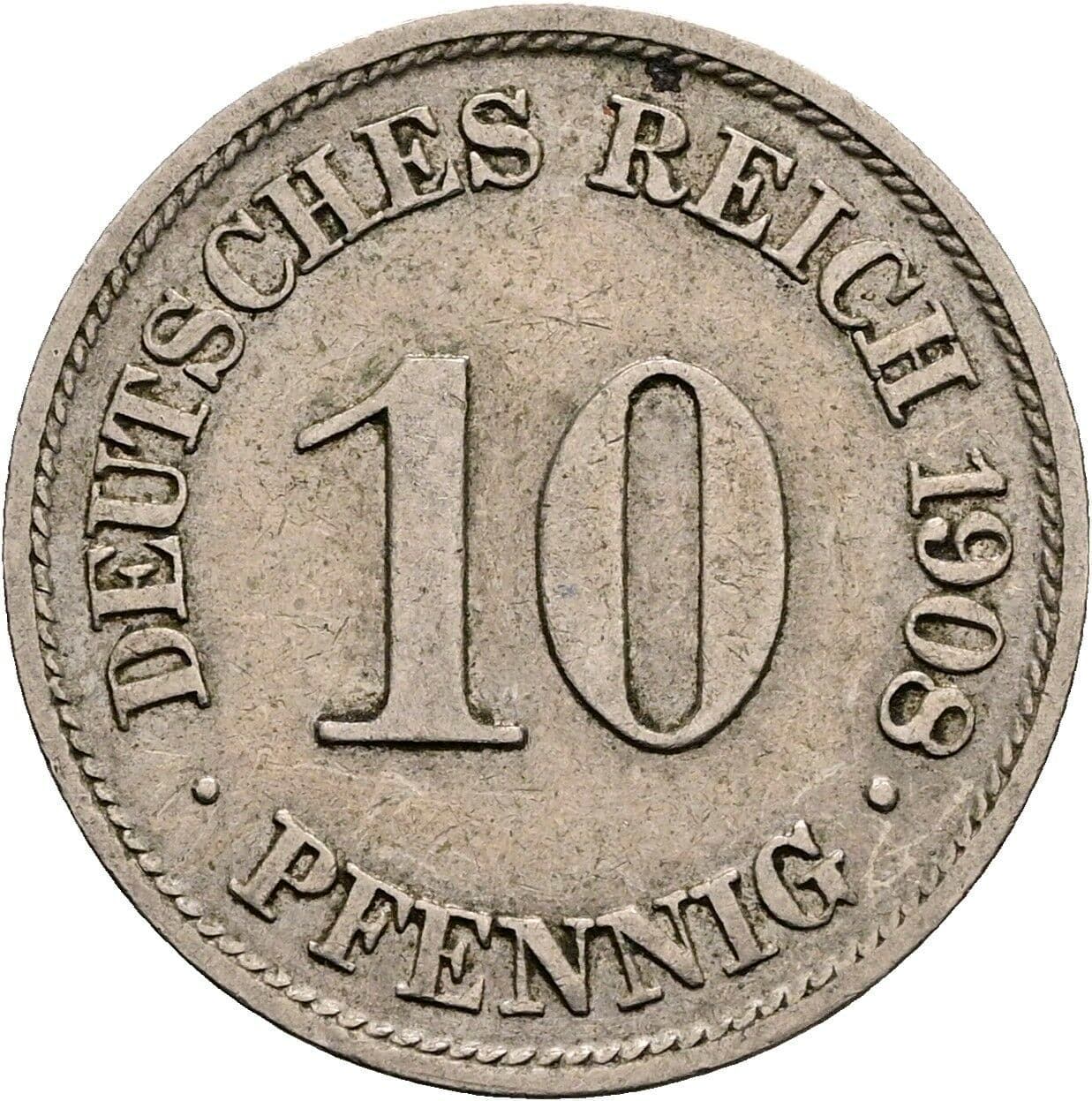 10 Pfennig 1908 A – Vorderseite