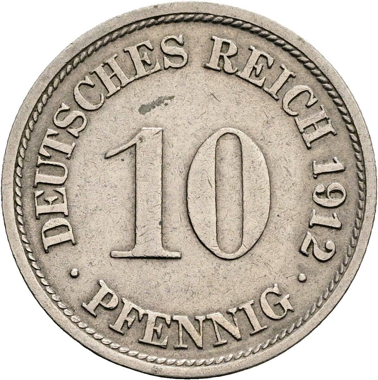 10 Pfennig 1912 F – Vorderseite