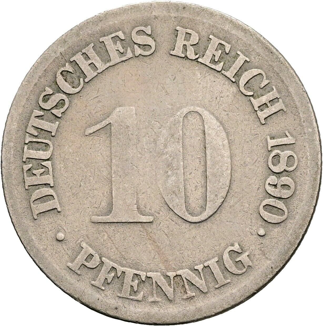 10 Pfennig 1890 F – Vorderseite