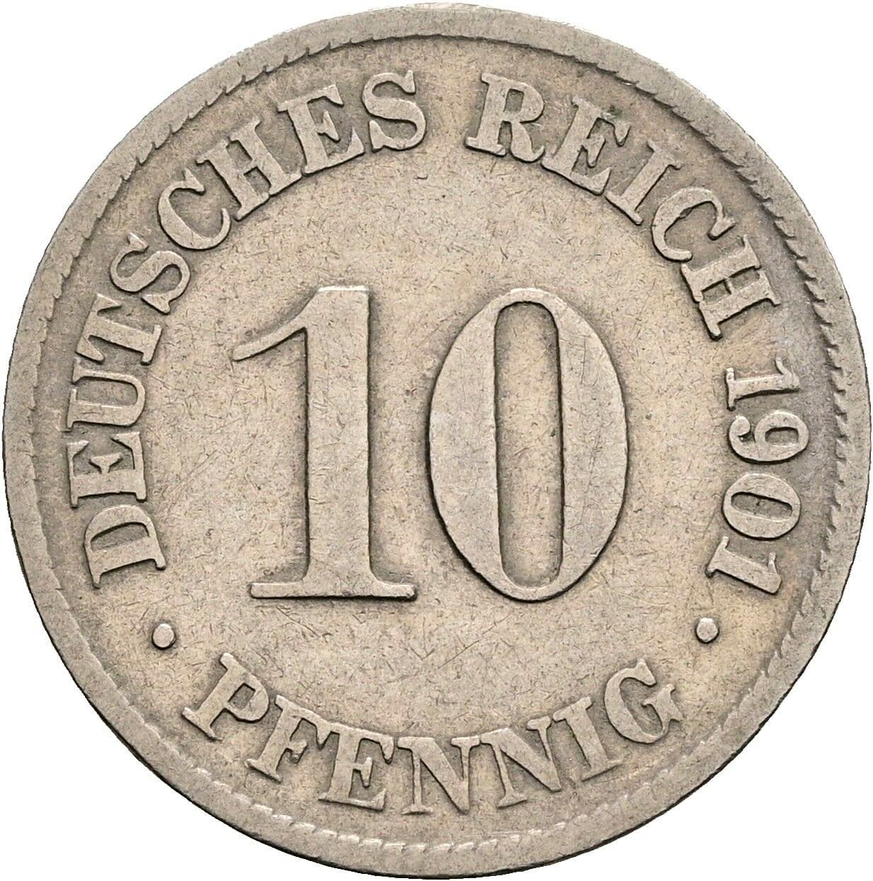 10 Pfennig 1901 D – Vorderseite