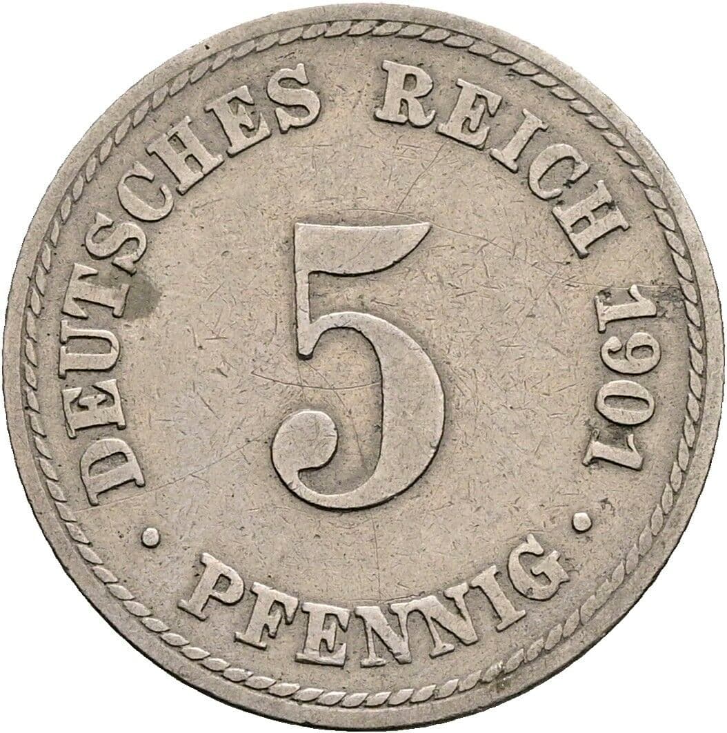 5 Pfennig 1901 A – Vorderseite