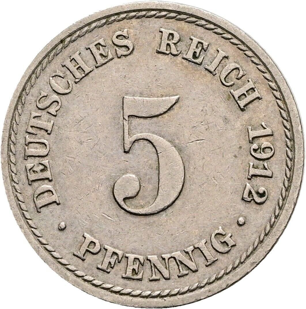 5 Pfennig 1912 A – Vorderseite