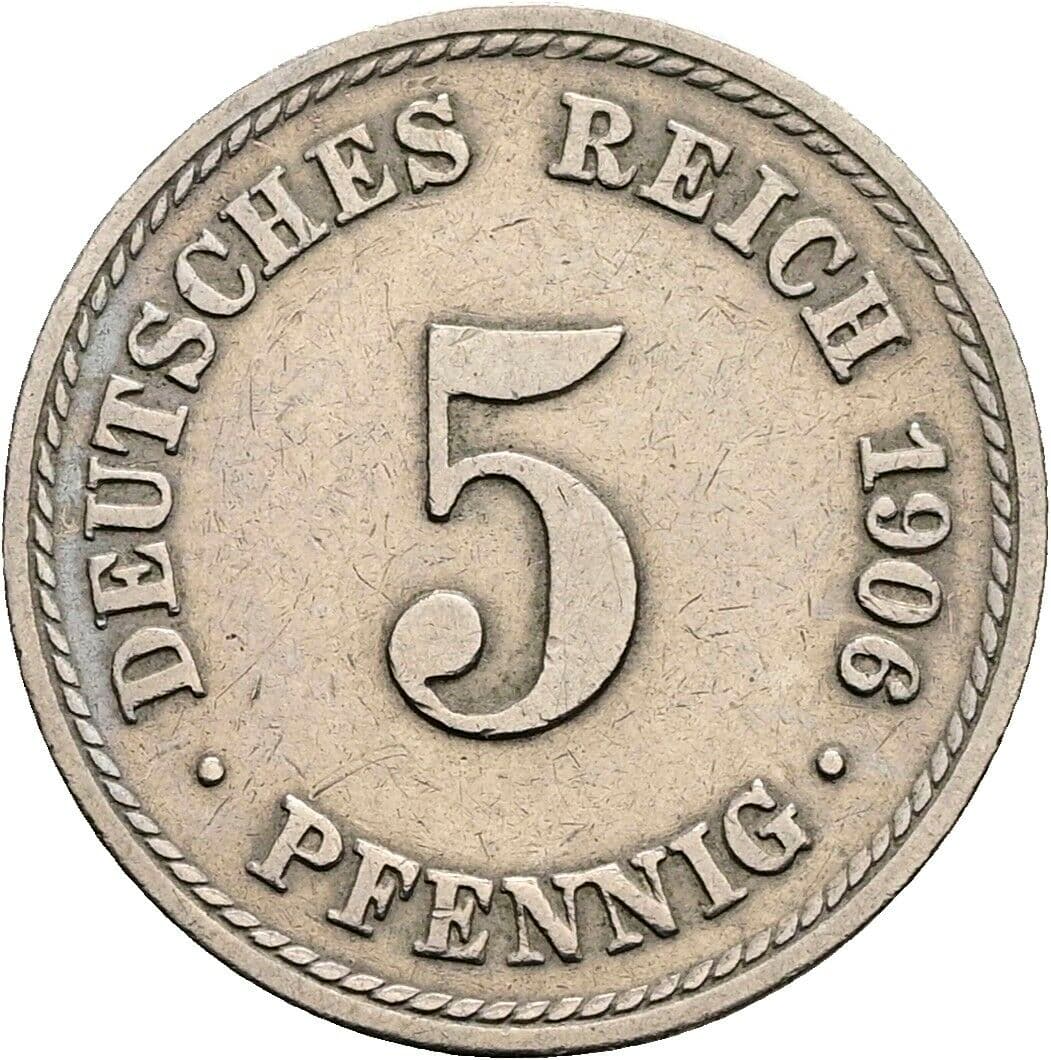 5 Pfennig 1906 A – Vorderseite