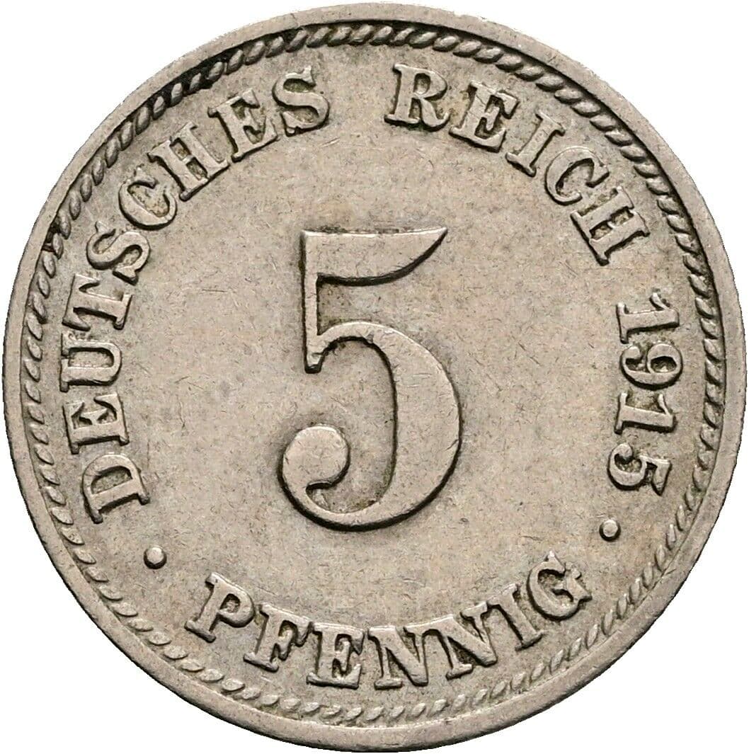5 Pfennig 1915 D – Vorderseite