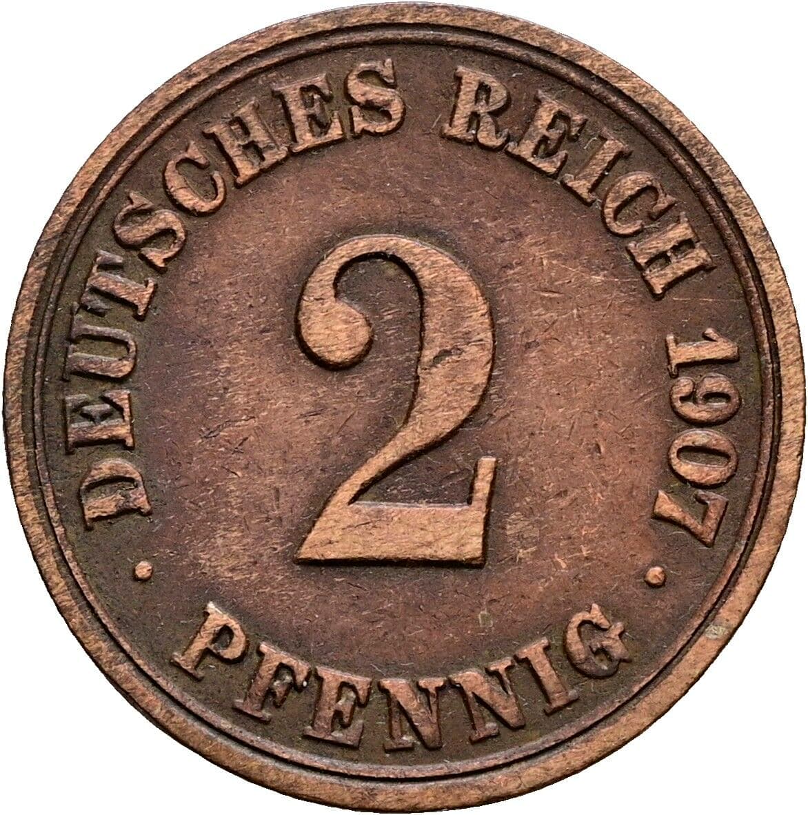 2 Pfennig 1907 A – Vorderseite