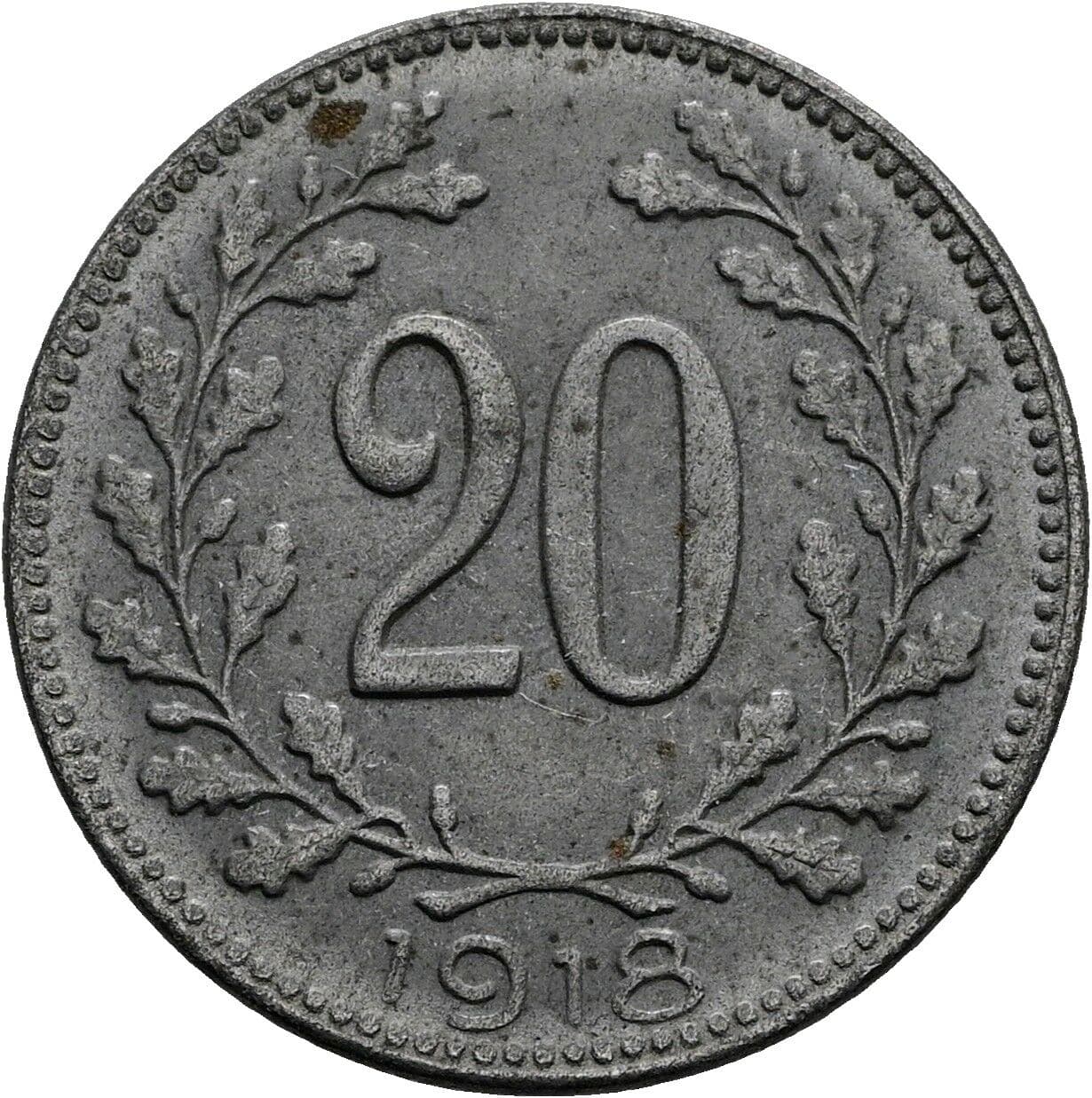 20 Heller Karl I. 1916-1918 1918 – Vorderseite