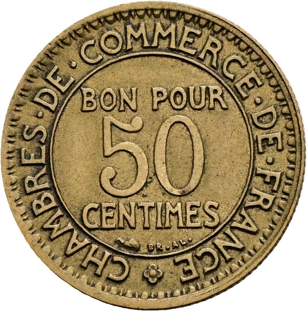 50 Centimes 1928 – Vorderseite