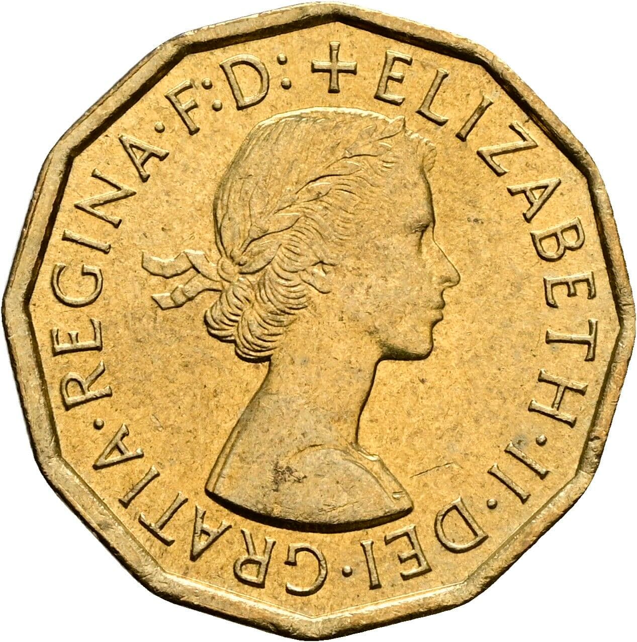 3 Pence Elisabeth II. 1952-2022 1967 – Vorderseite