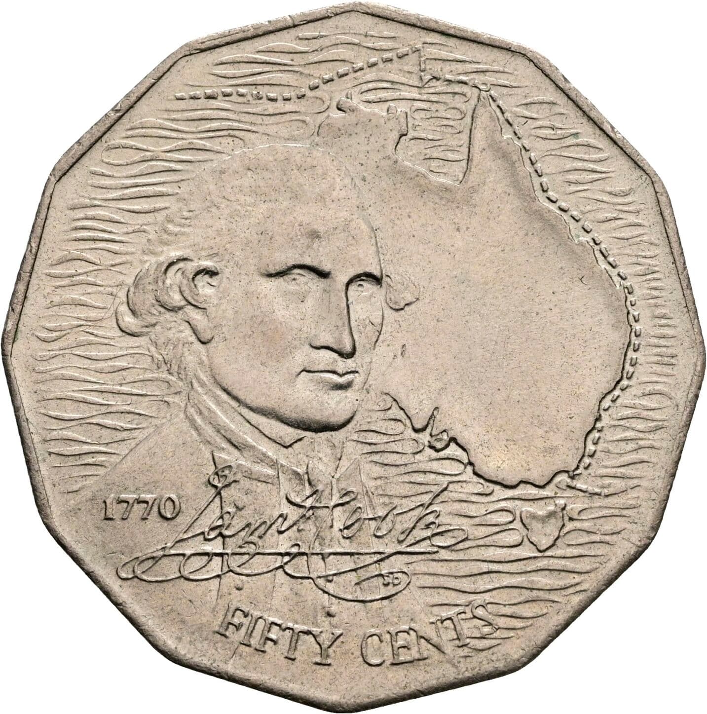 50 Cents Elisabeth II. 1952-2022 1970 – Vorderseite