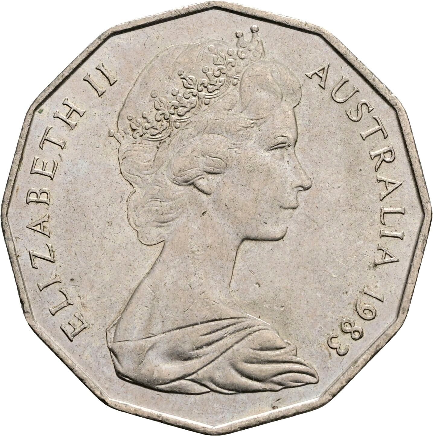 50 Cents Elisabeth II. 1952-2022 1983 – Vorderseite