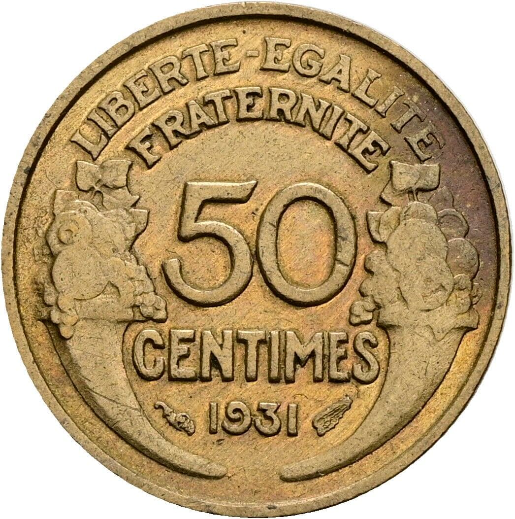50 Centimes 1931 – Vorderseite