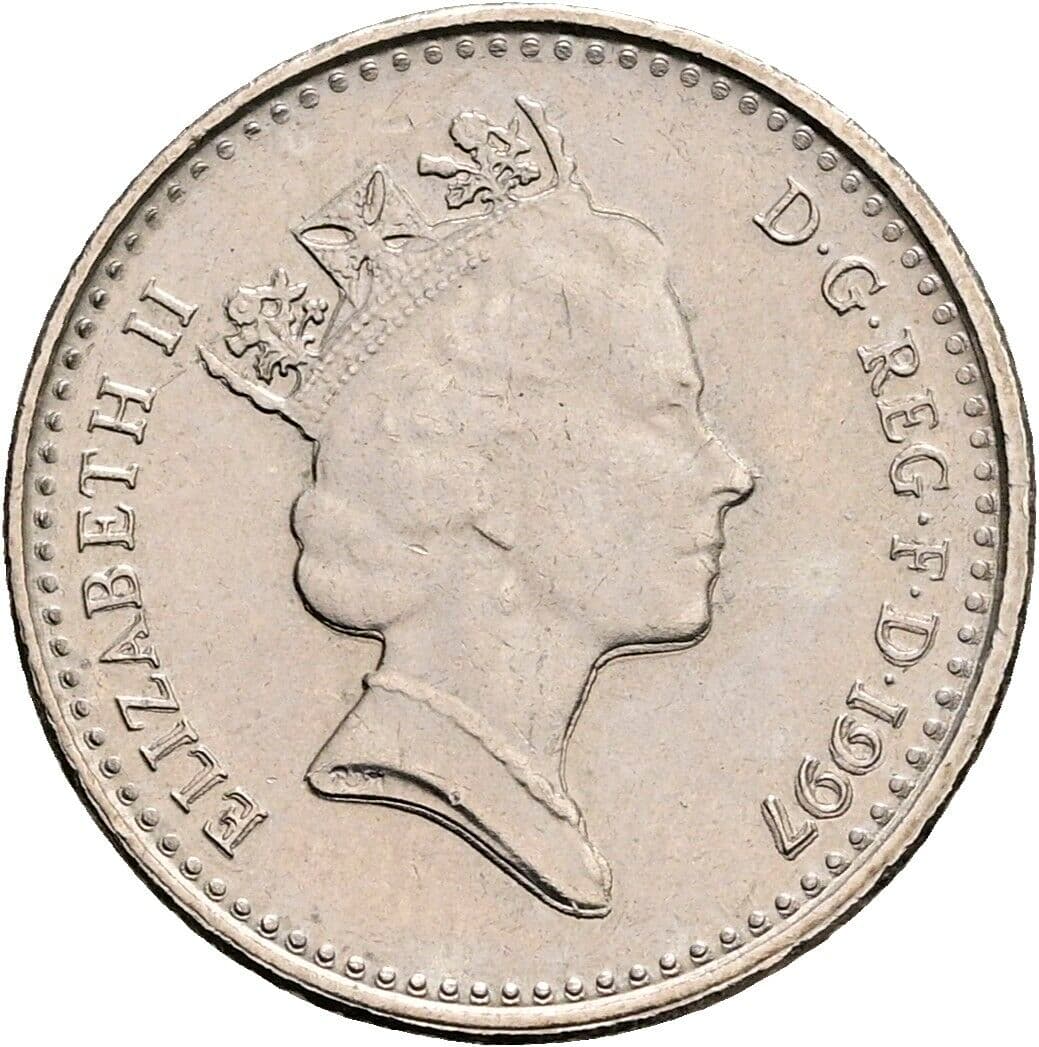 5 Pence Elisabeth II. 1952-2022 1997 – Vorderseite
