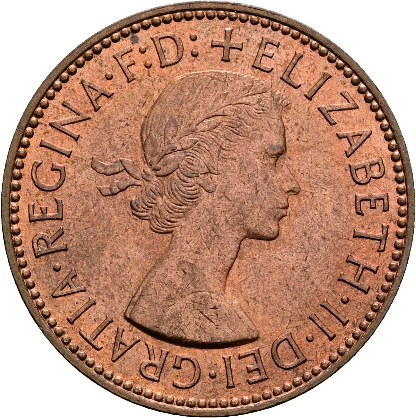 Half Penny Elisabeth II. 1952-2022 1956 – Vorderseite