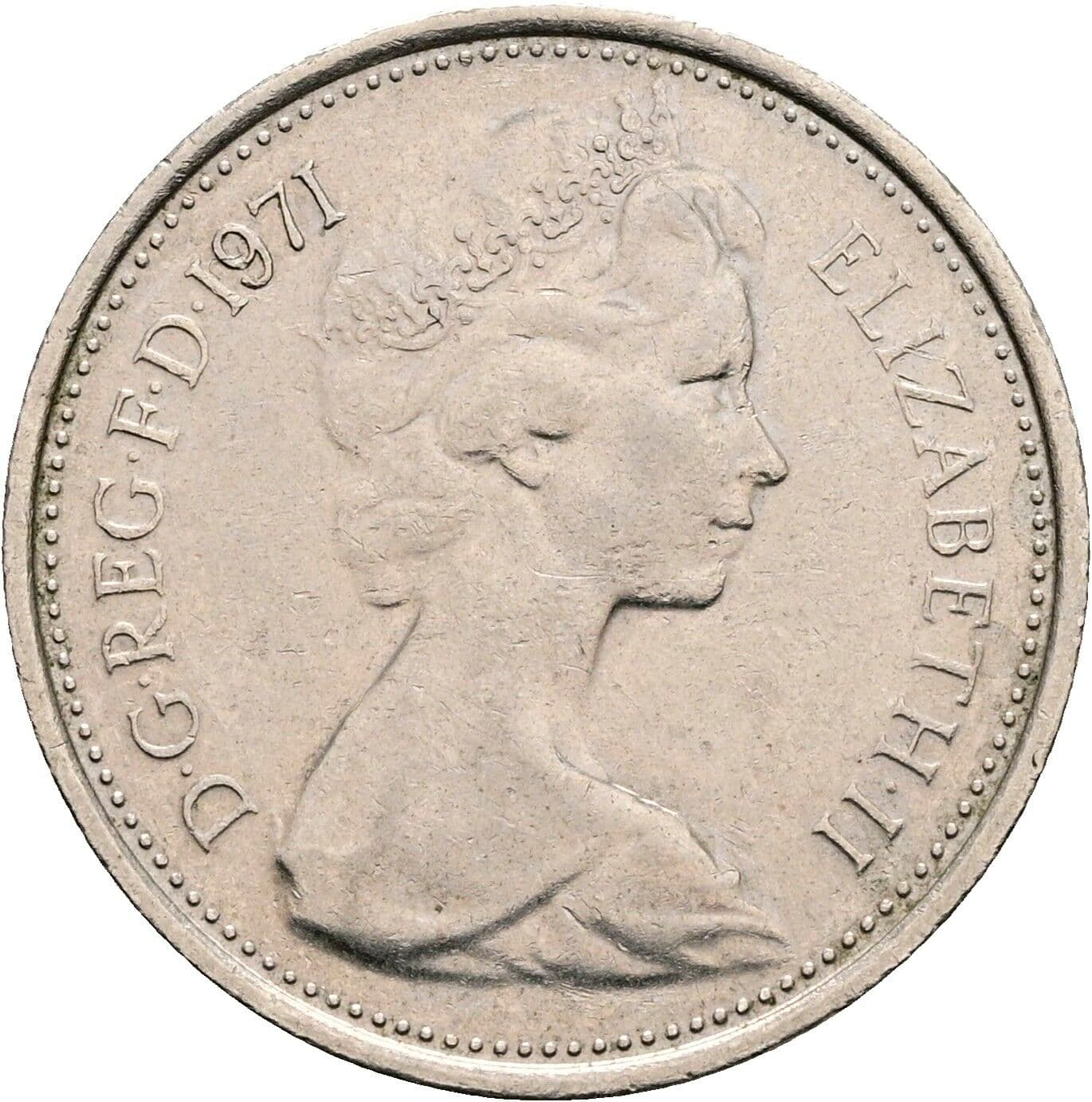 5 New Pence Elisabeth II. 1952-2022 1971 – Vorderseite