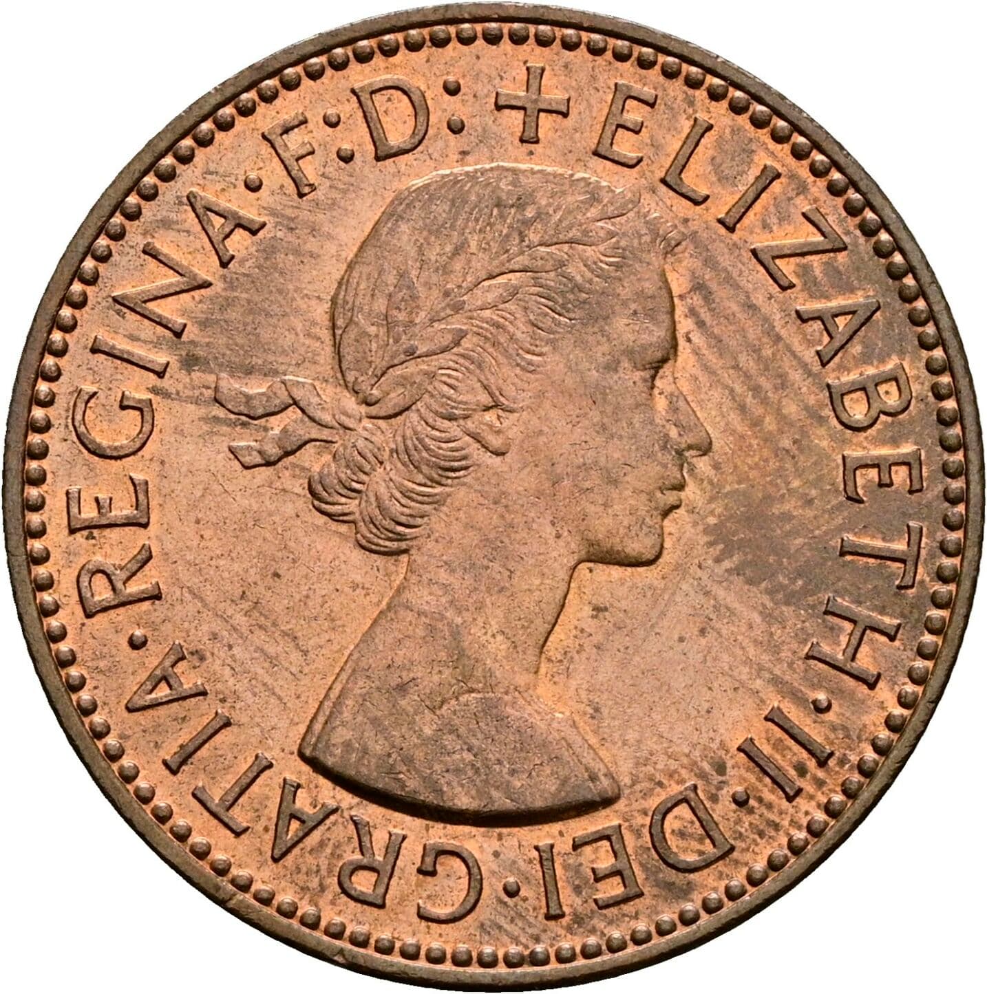 Half Penny Elisabeth II. 1952-2022 1956 – Vorderseite