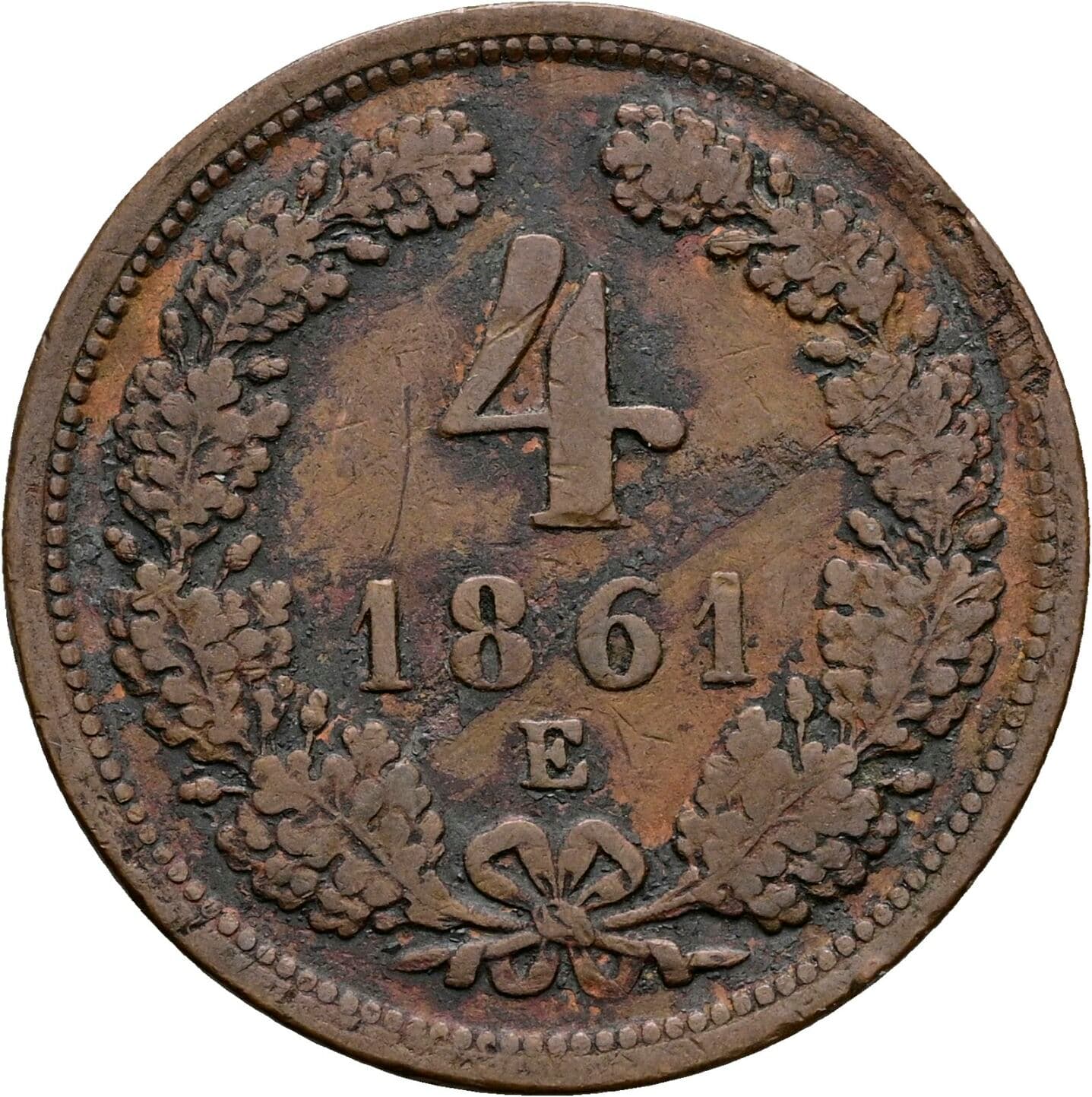 4 Kreuzer Franz Joseph I. 1848-1916 1861 E, Karlsburg – Vorderseite