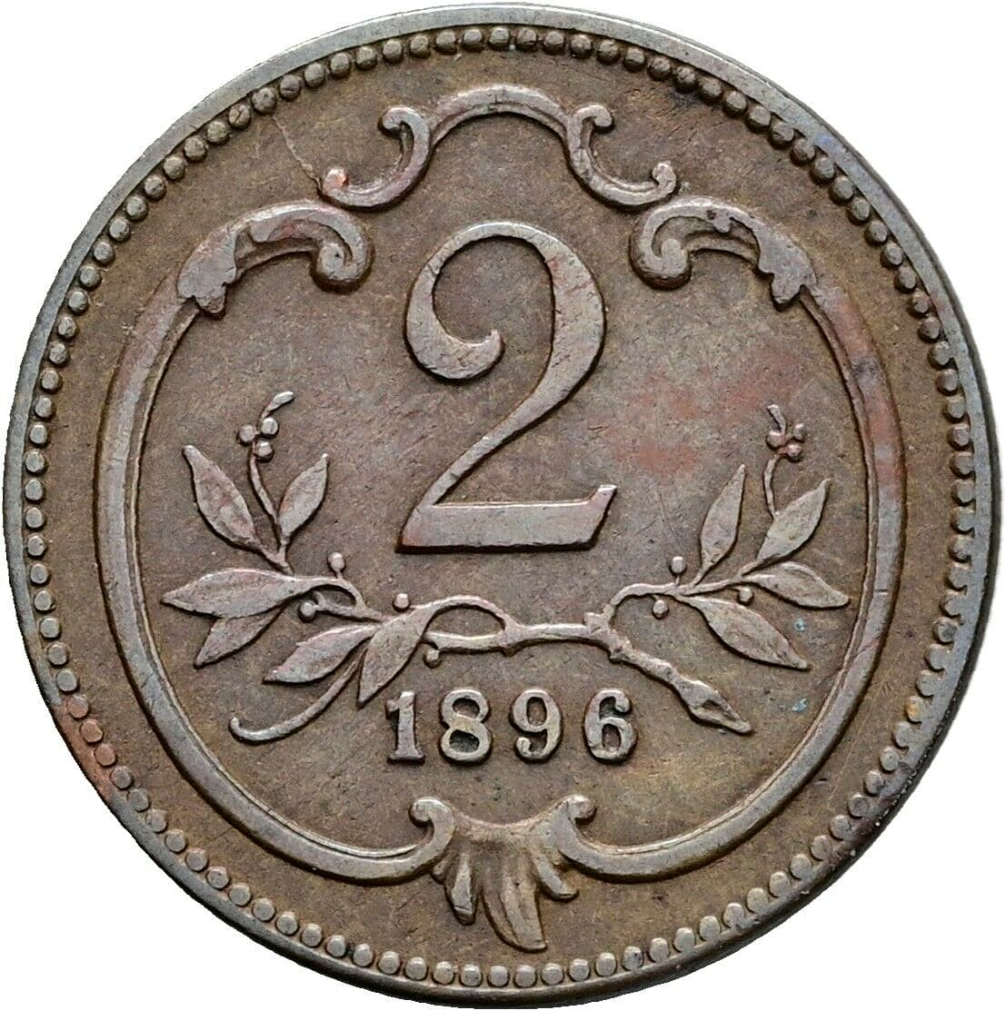 2 Heller Franz Joseph I. 1848-1916 1896, Wien – Vorderseite