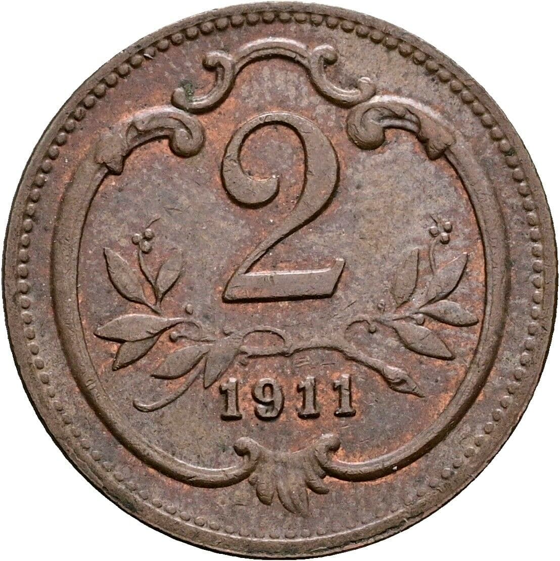 2 Heller Franz Joseph I. 1848-1916 1911 – Vorderseite