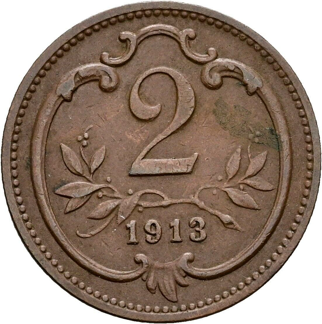 2 Heller Franz Joseph I. 1848-1916 1913, Wien – Vorderseite