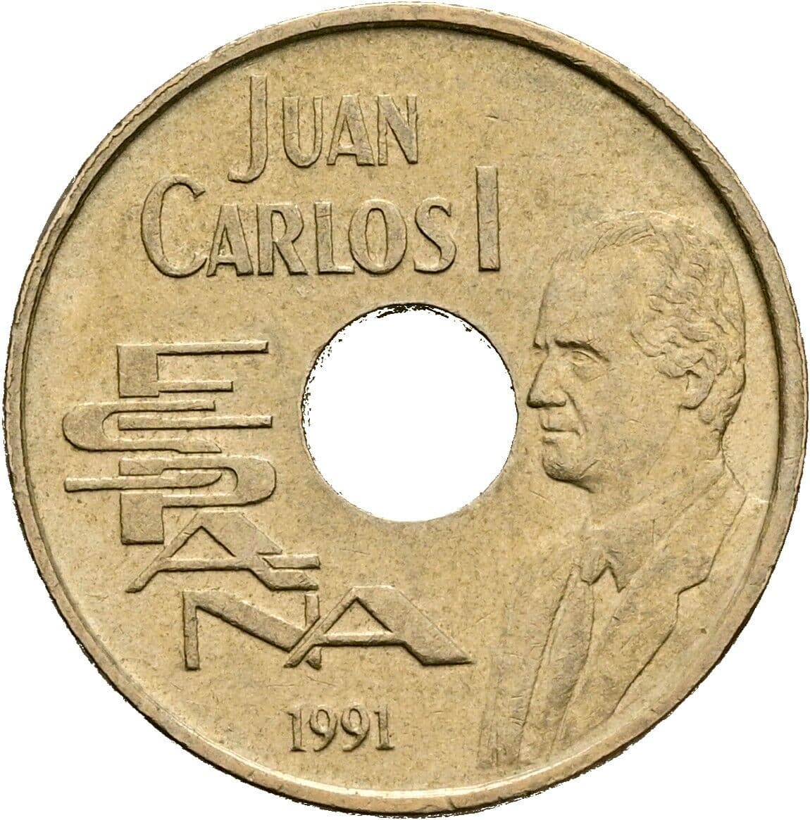 25 Pesetas Juan Carlos (1975-2014) 1991 – Vorderseite
