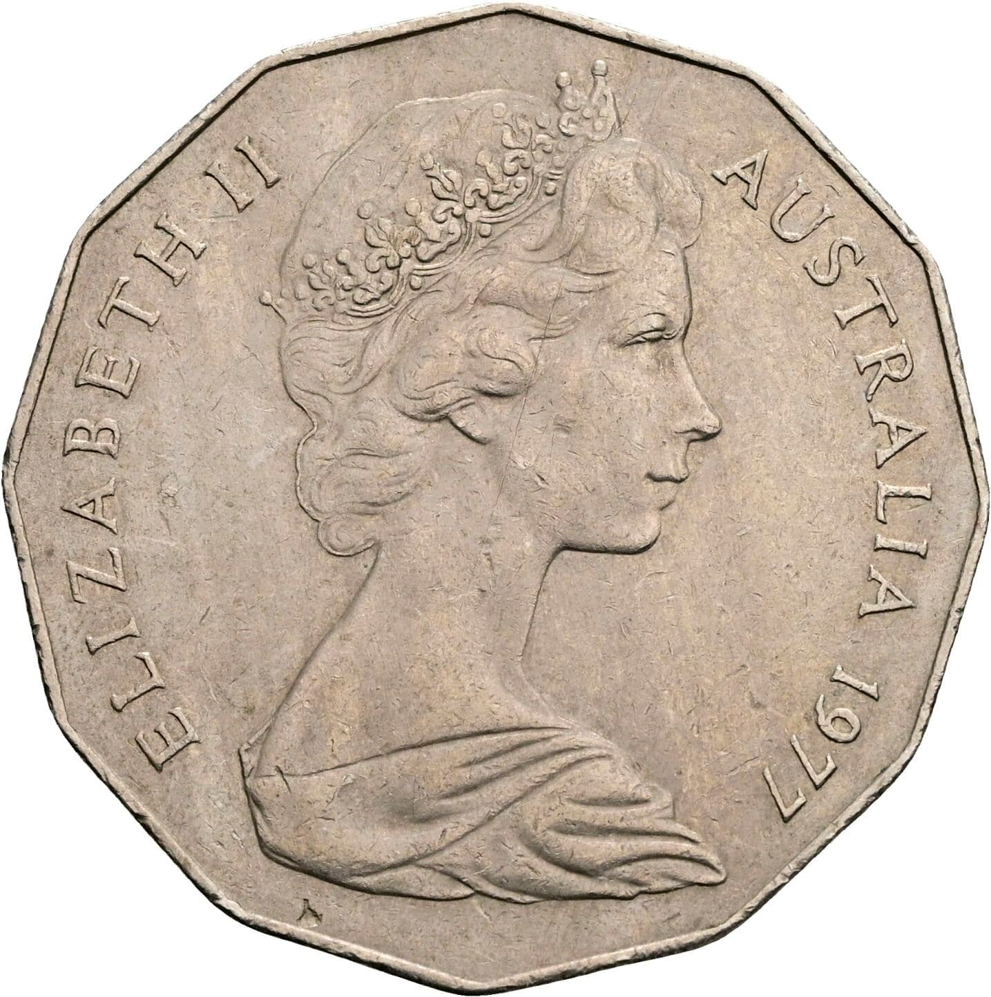 50 Cents Elisabeth II. 1952-2022 1977 – Vorderseite