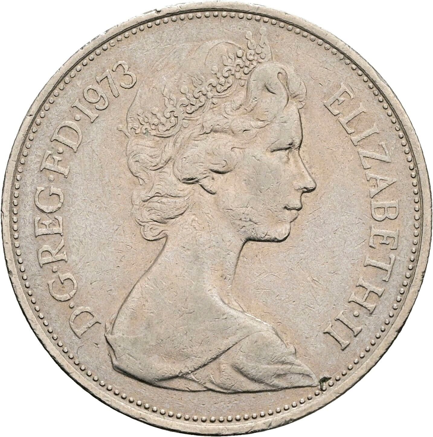 10 New Pence Elisabeth II. 1952-2022 1973 – Vorderseite