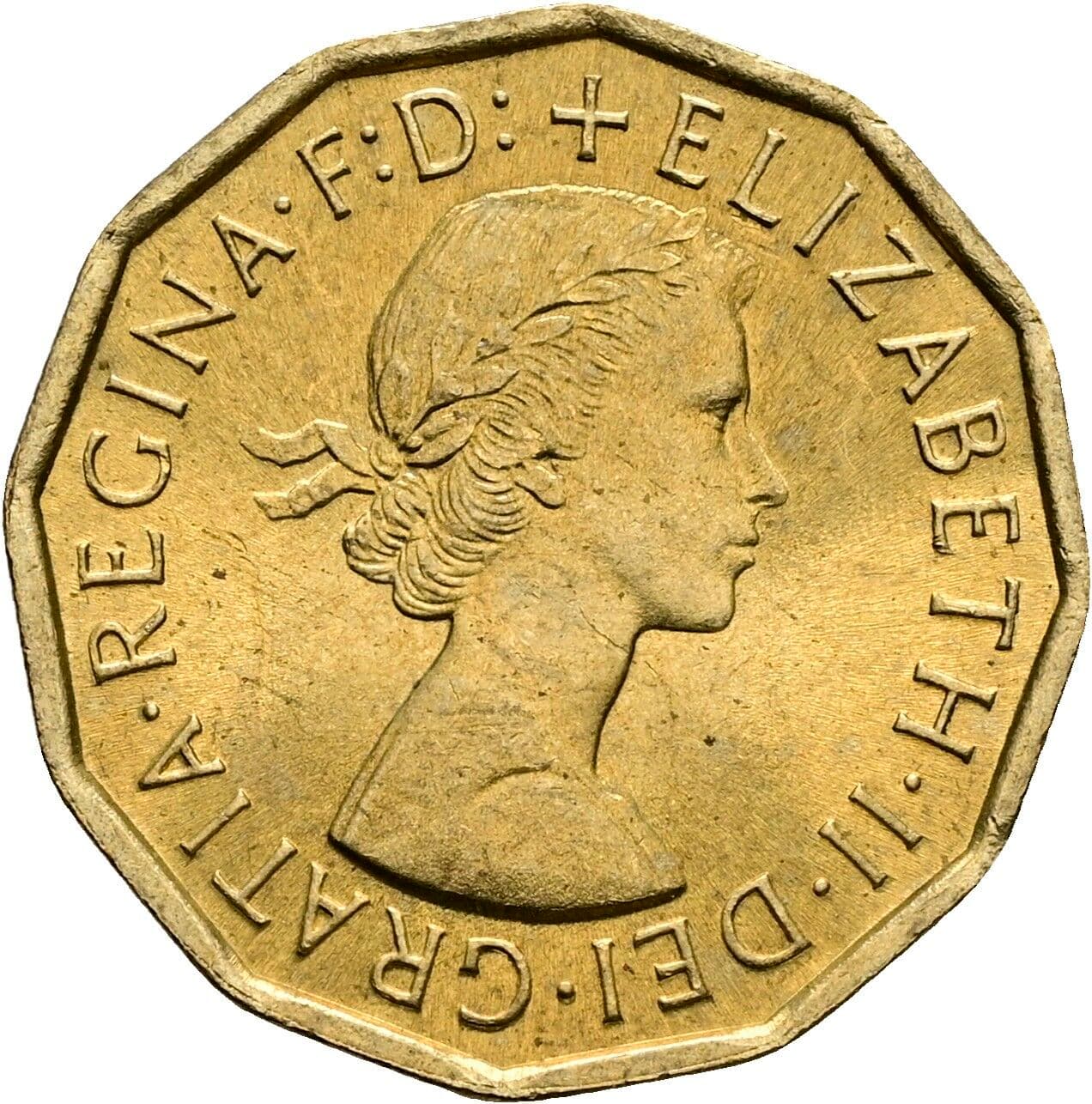 3 Pence Elisabeth II. 1952-2022 1967 – Vorderseite