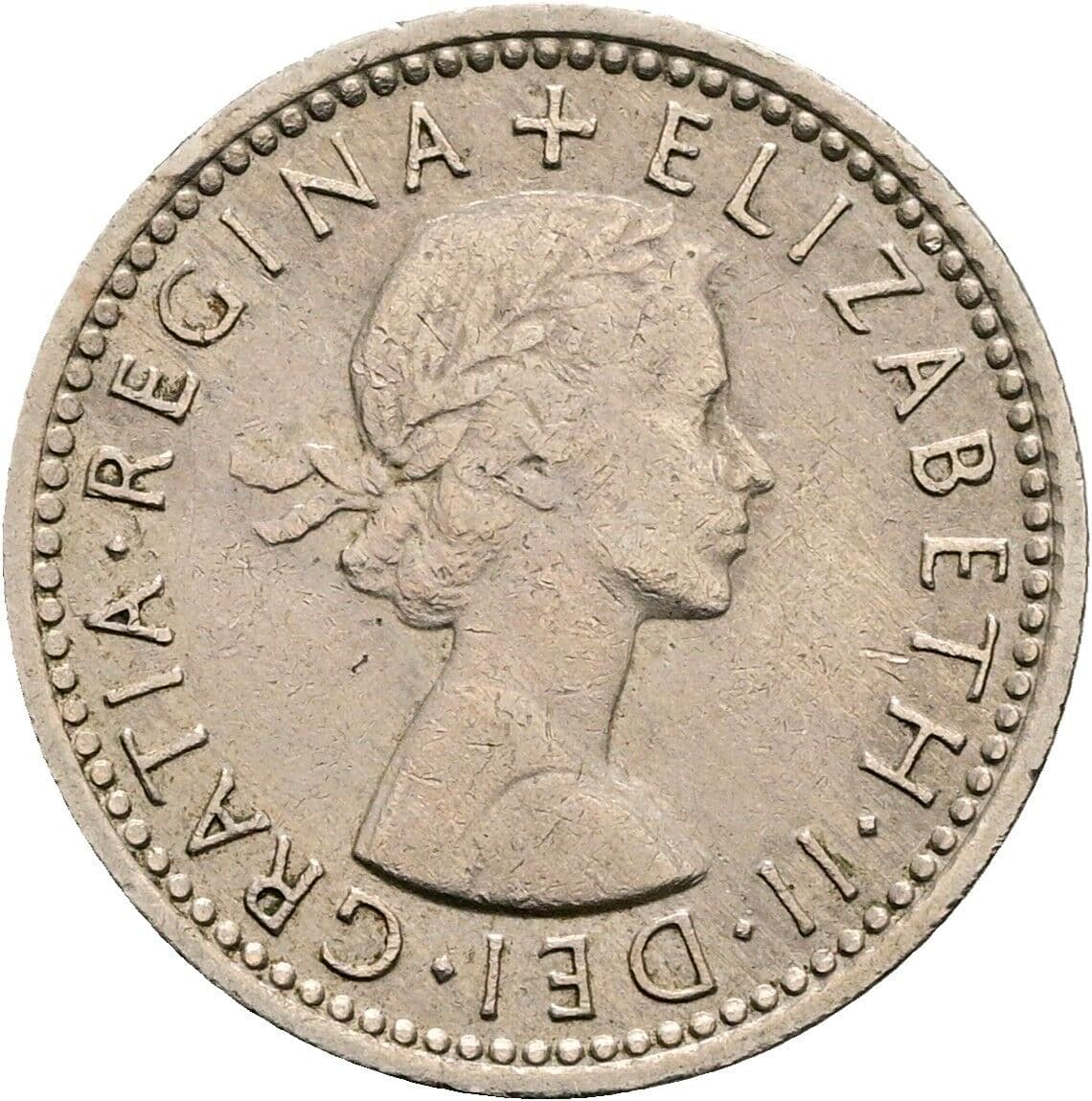 6 Pence Elisabeth II. 1952-2022 1962 – Vorderseite