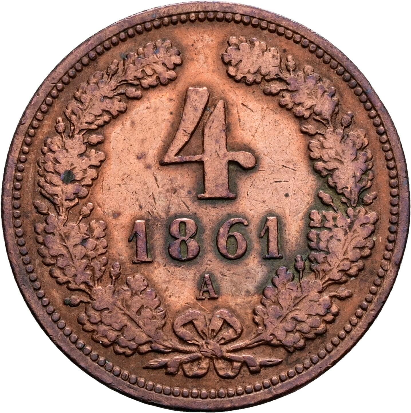 4 Kreuzer Franz Joseph I. 1848-1916 1861 A, Wien – Vorderseite