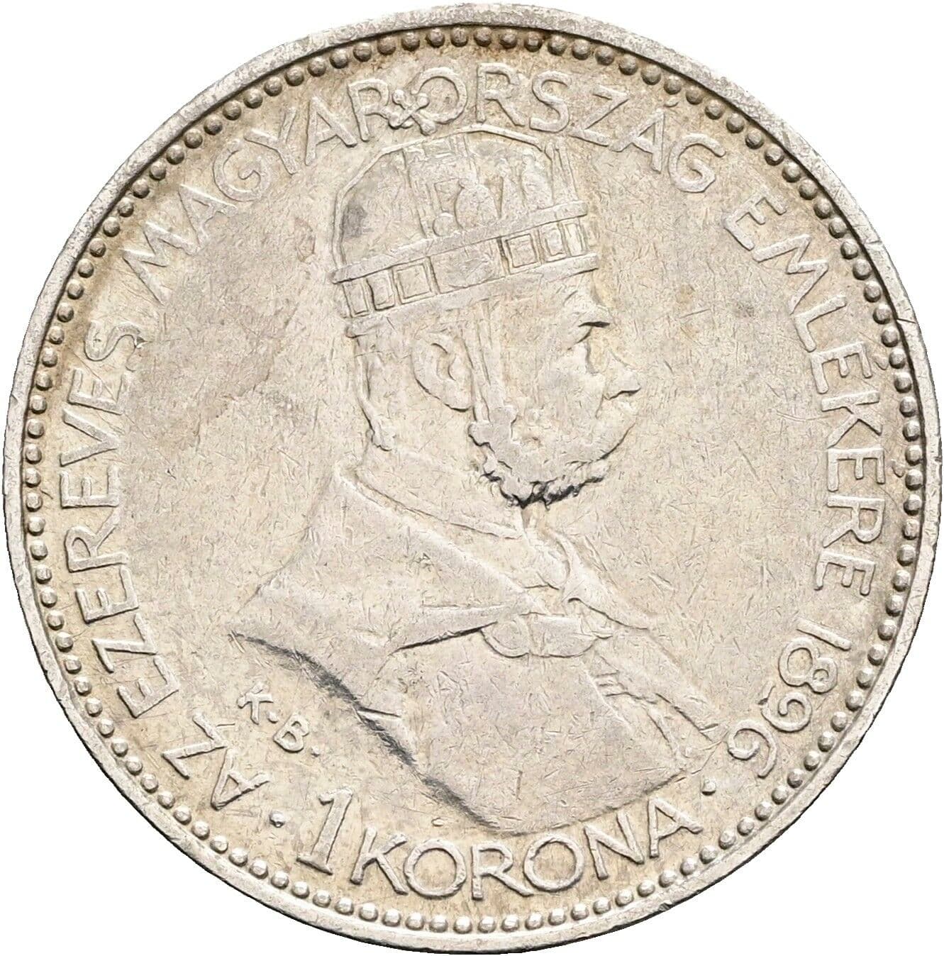 1 Korona Franz Joseph I. 1848-1916 1896 KB, Kremnitz – Vorderseite