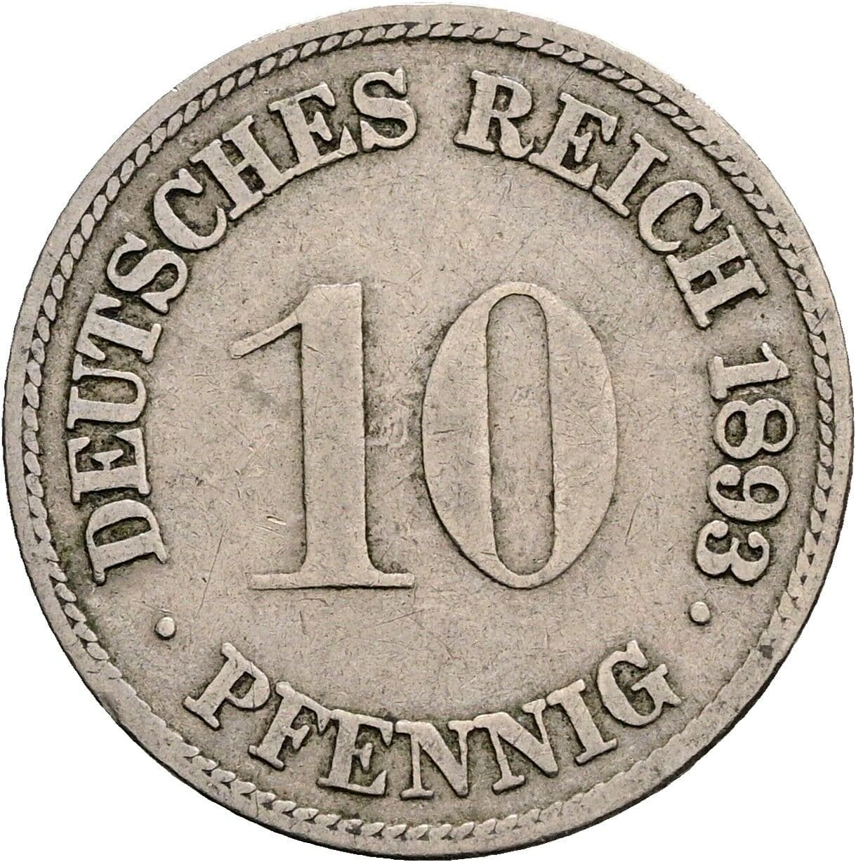 10 Pfennig 1893 F – Vorderseite