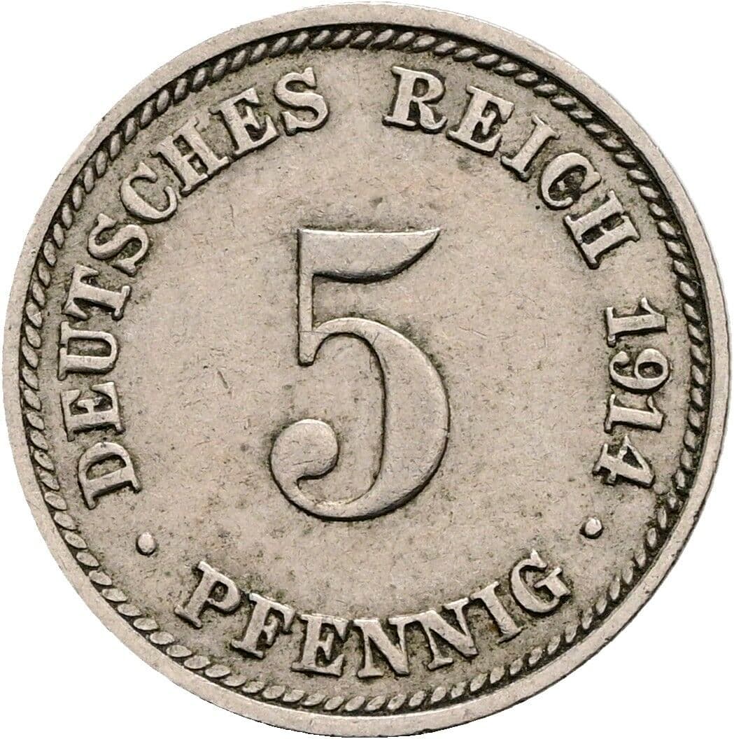 5 Pfennig 1914 D – Vorderseite