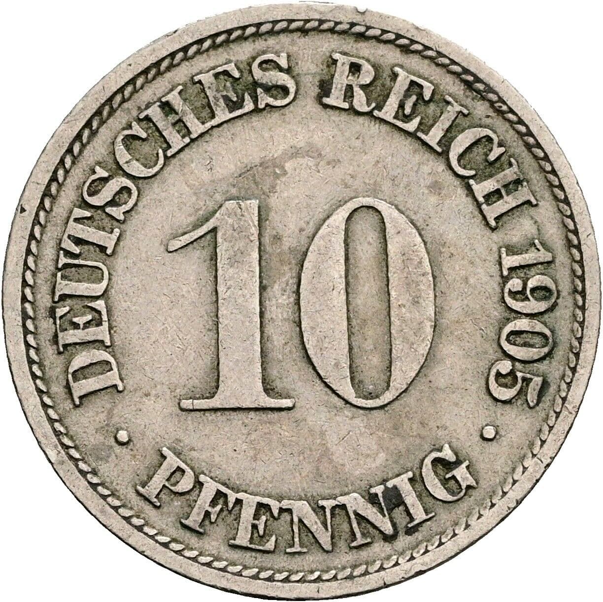 10 Pfennig 1905 F – Vorderseite