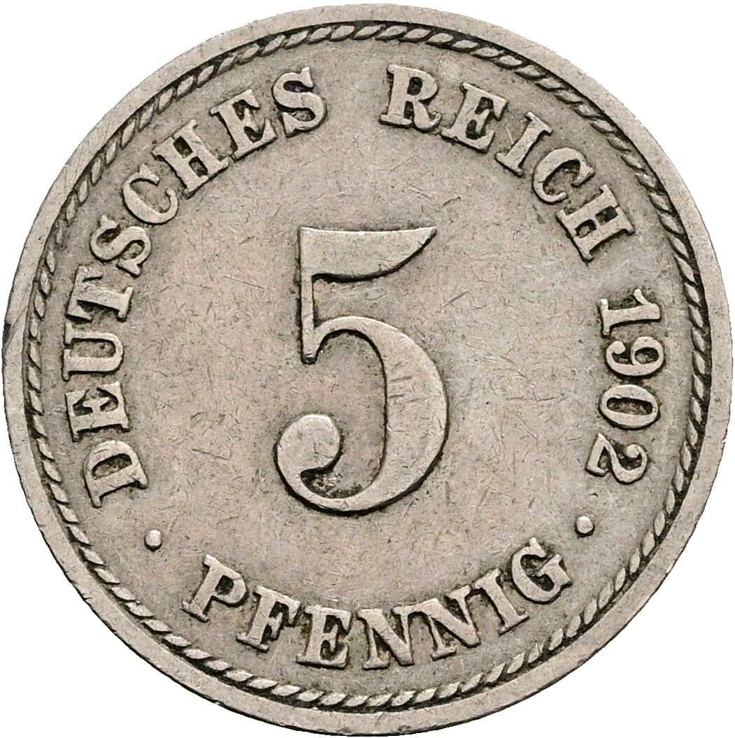 5 Pfennig 1902 A – Vorderseite