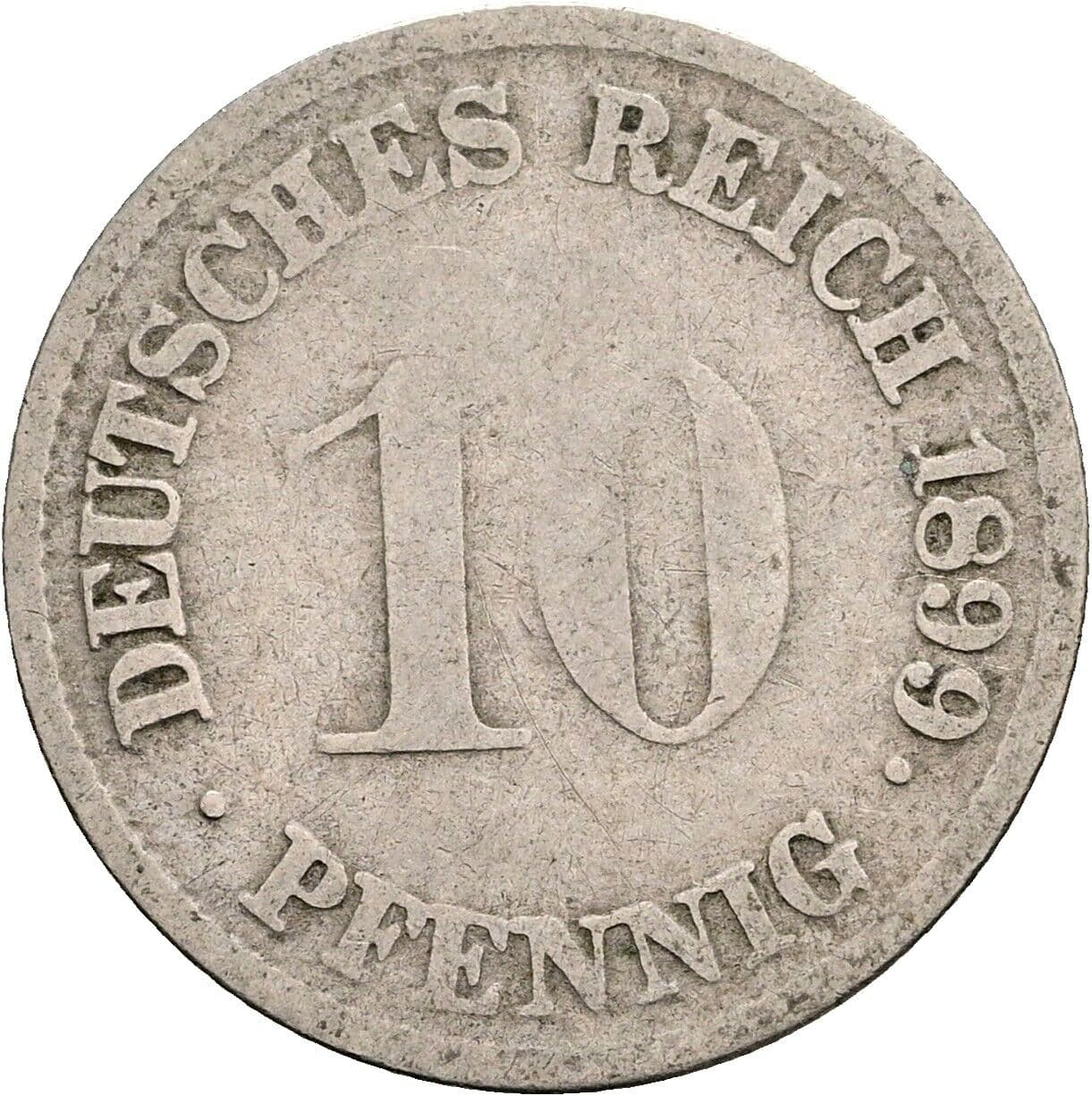 10 Pfennig 1899 G – Vorderseite