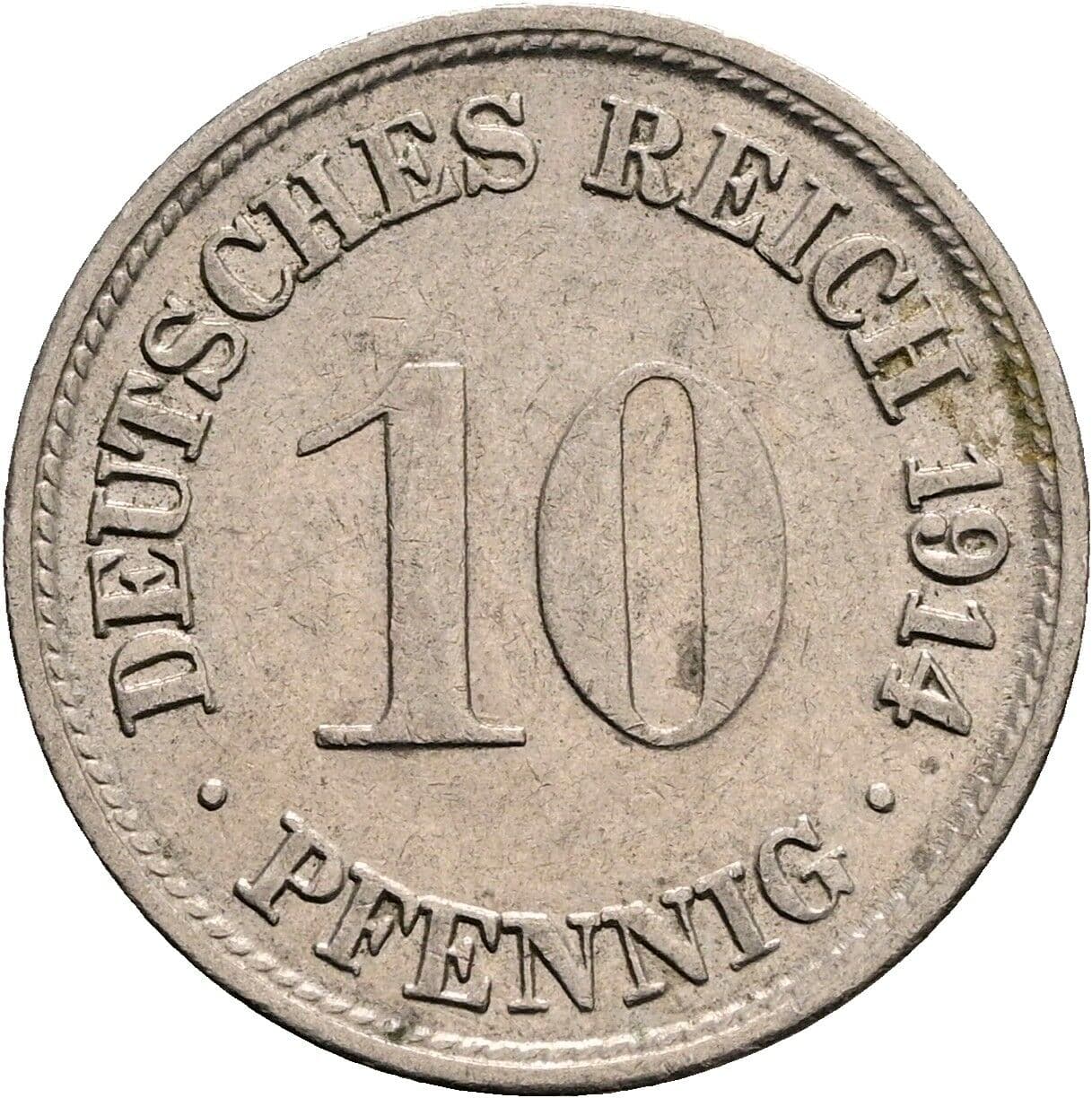 10 Pfennig 1914 F – Vorderseite