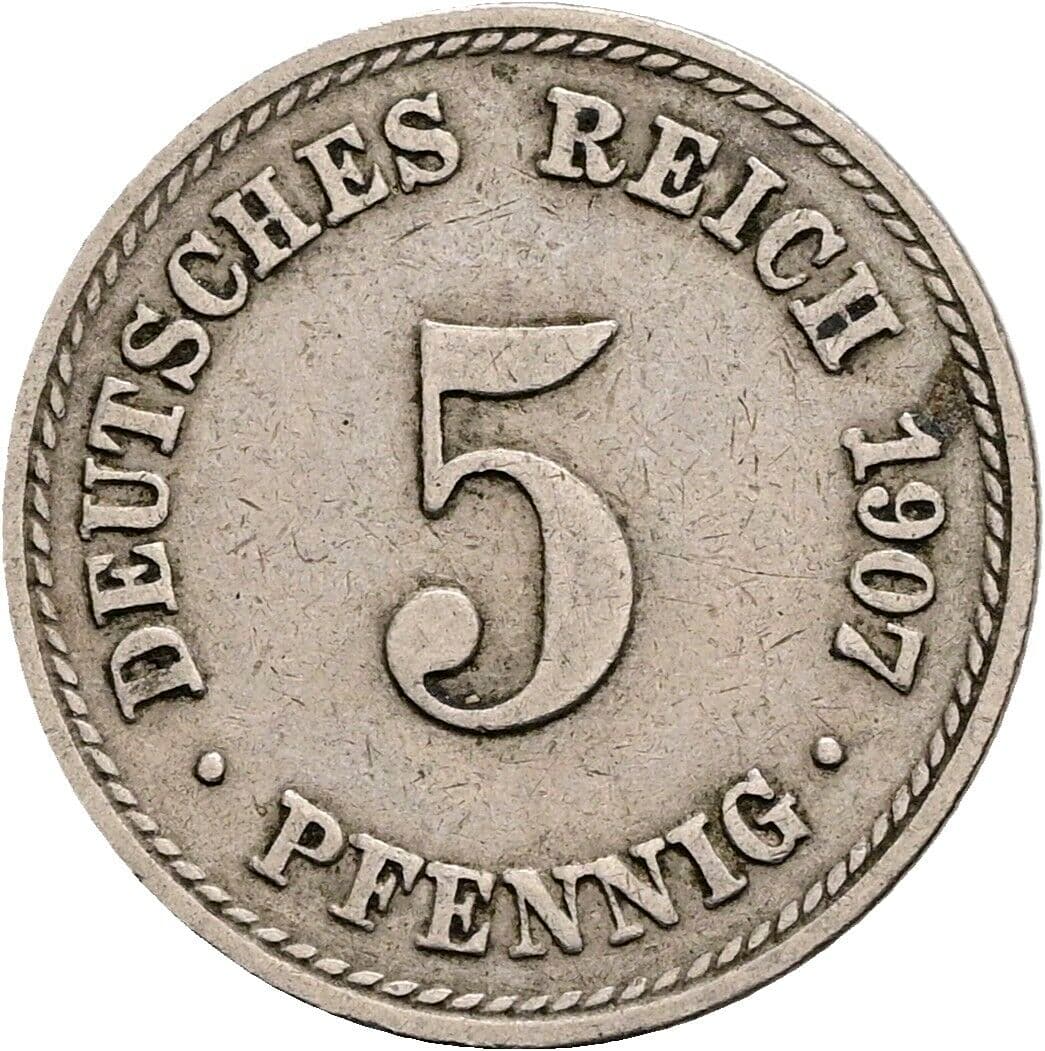 5 Pfennig 1907 A – Vorderseite